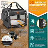 Reisbench hond - Draagtas hond - Transportbox - 50x34x34 cm - Antraciet